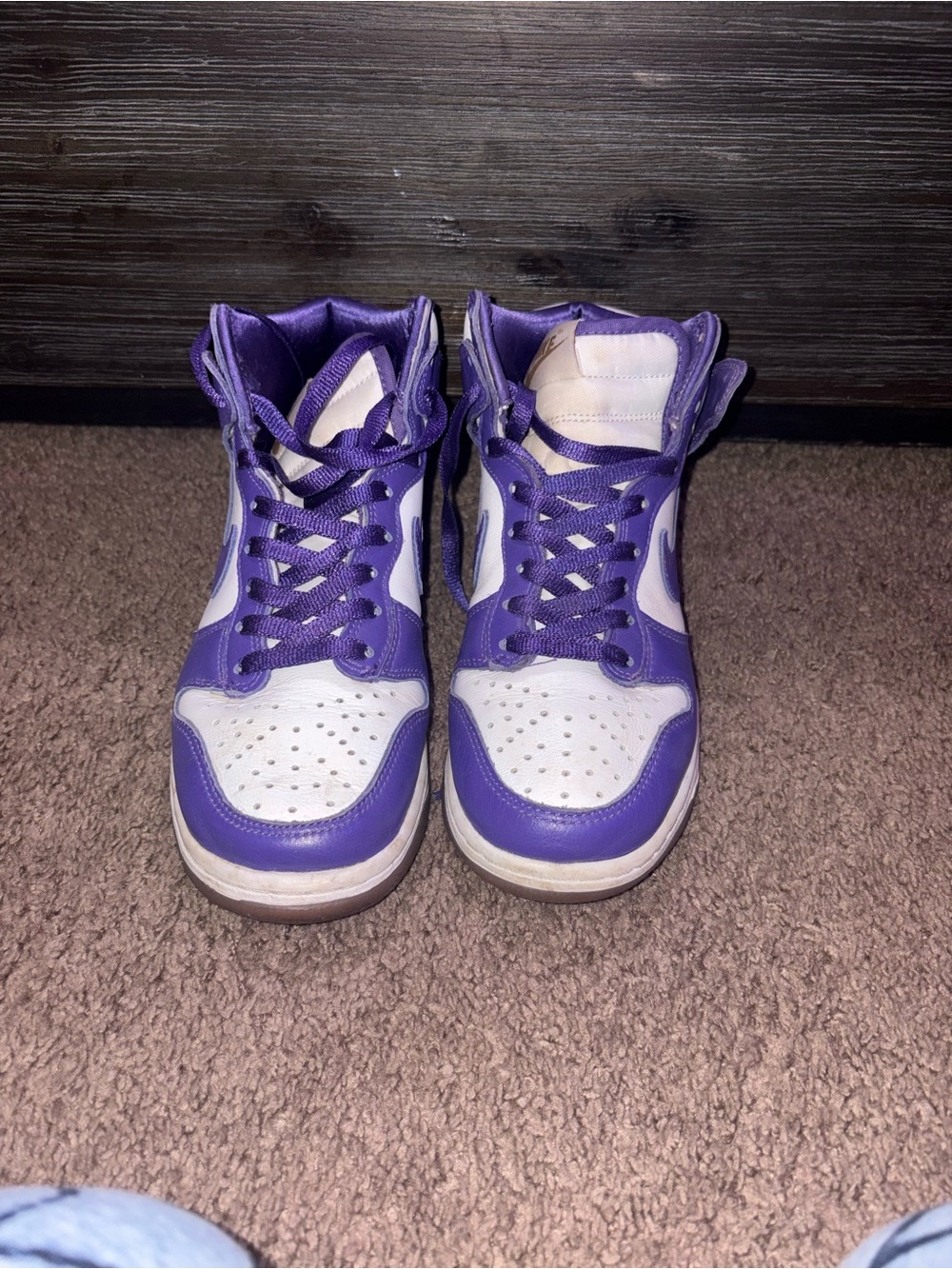 Nike Kids Purple and White High-Top Sneakers